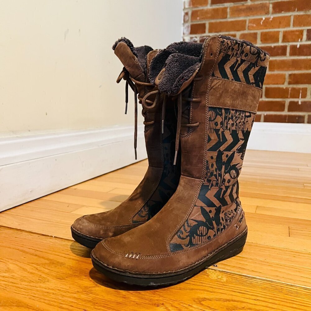 TEVA Kiru Brown Nubuck Leather Aztec Fleece Lined Mid Calf Boots Women's 8.5 - Picture 12 of 16